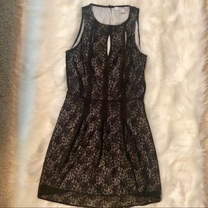 Black/Cream Net Floral Dress